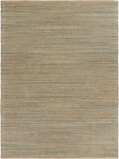 8 x 10 Tan & Blue Undertone Striated Rug