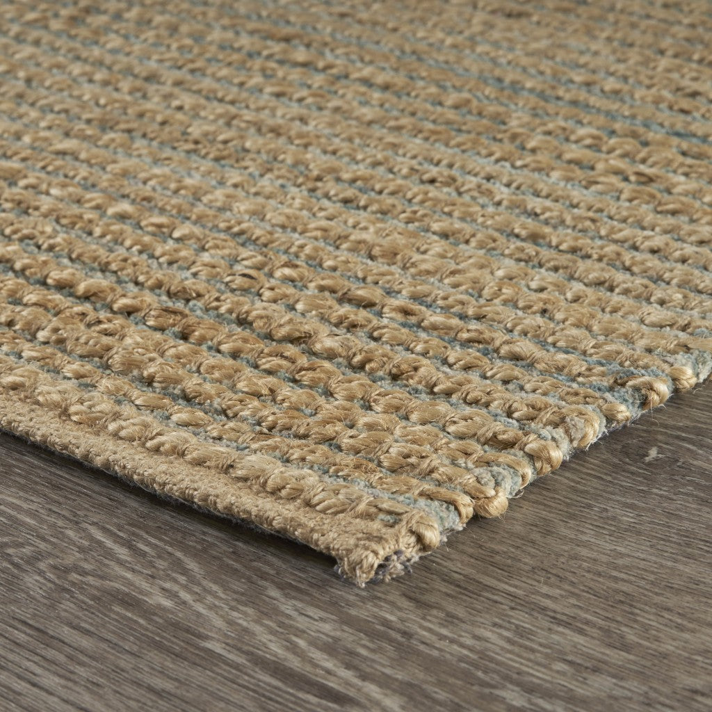 8 x 10 Tan & Blue Undertone Striated Rug