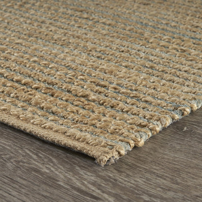 8 x 10 Tan & Blue Undertone Striated Rug