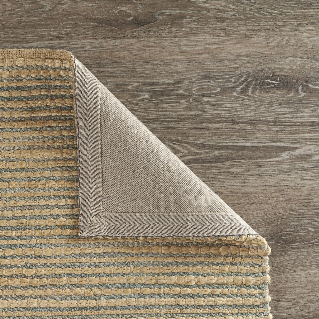 8 x 10 Tan & Blue Undertone Striated Rug