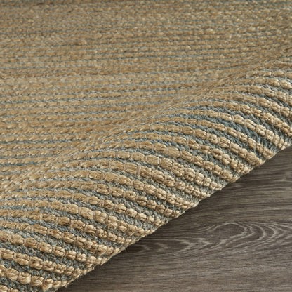 8 x 10 Tan & Blue Undertone Striated Rug