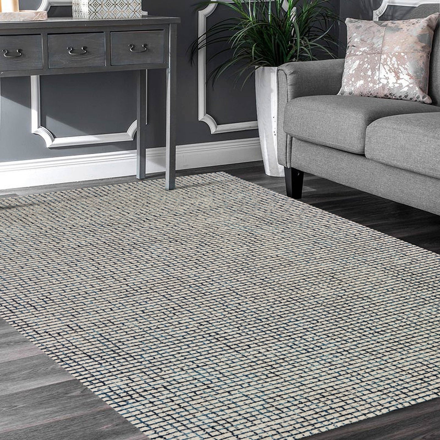 8 x 10 Ivory Wool Hand Loomed Rug