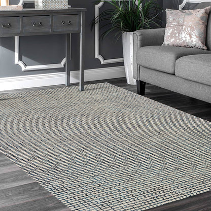 8 x 10 Ivory Wool Hand Loomed Rug