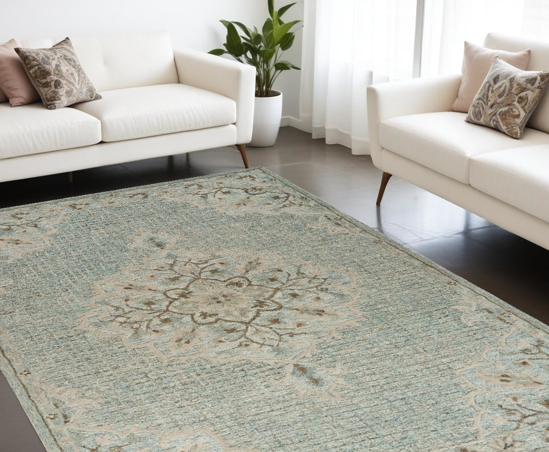 8 x 10 Blue Wool Hand Tufted Rug