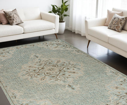 8 x 10 Blue Wool Hand Tufted Rug