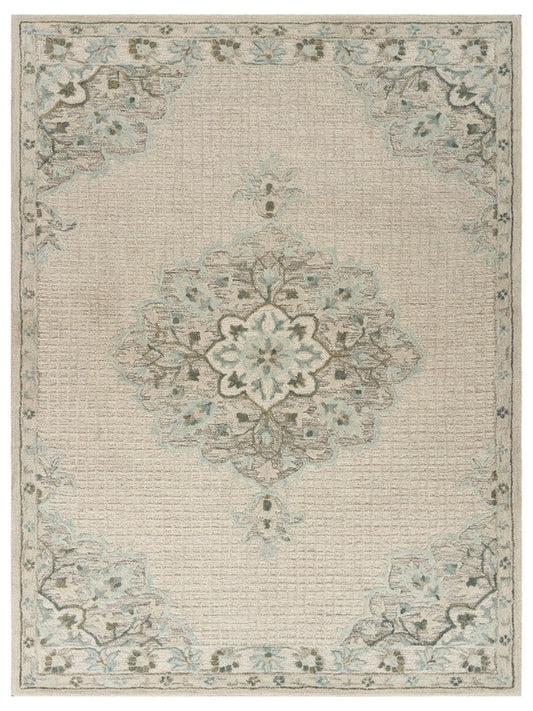 8 x 10 Ivory Wool Handmade Rug