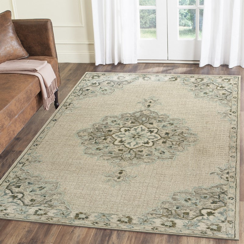 8 x 10 Ivory Wool Handmade Rug