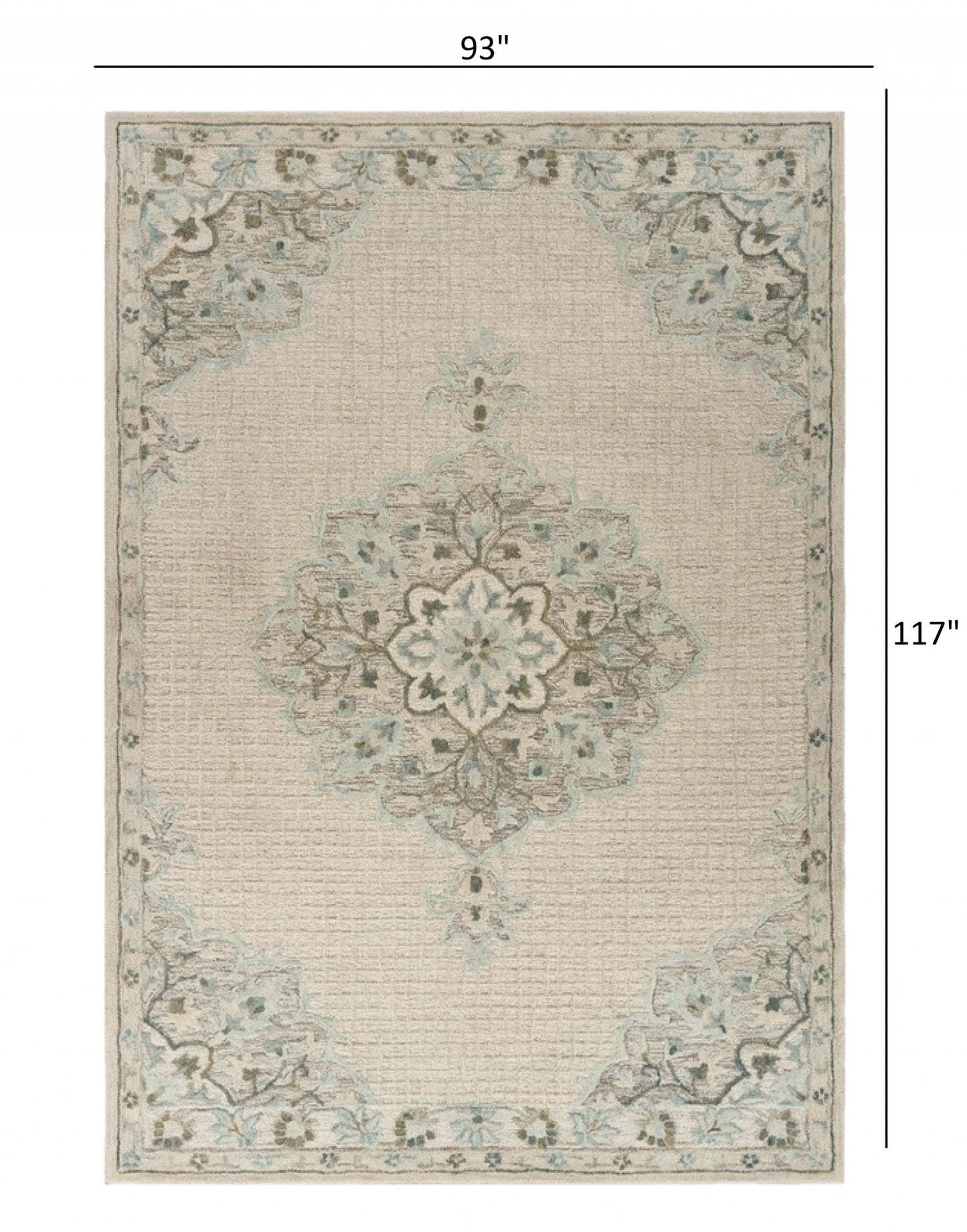 8 x 10 Ivory Wool Handmade Rug