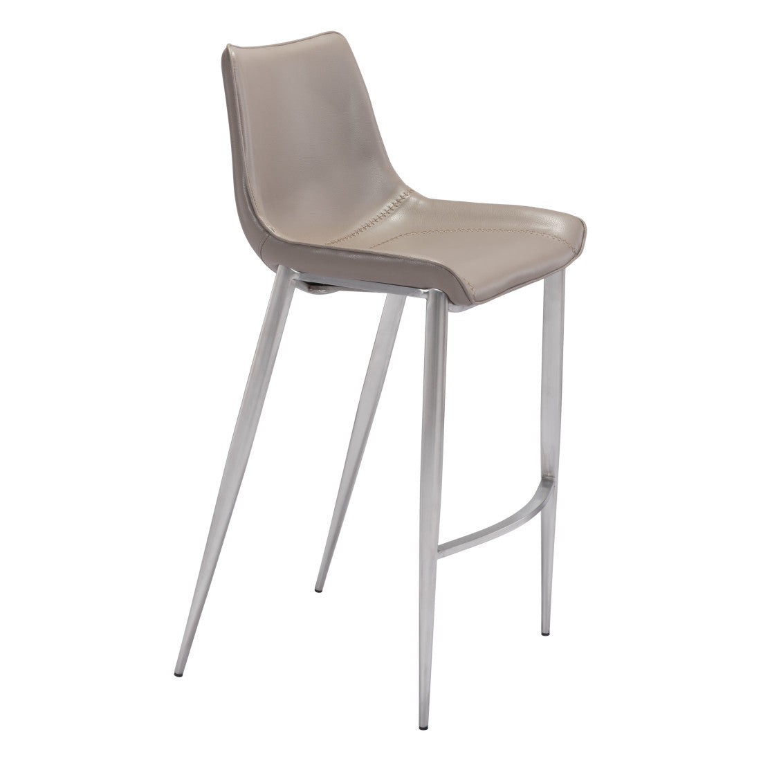Declan Gray & Silver Steel Low Back Bar Height Bar Chairs - Set of 2