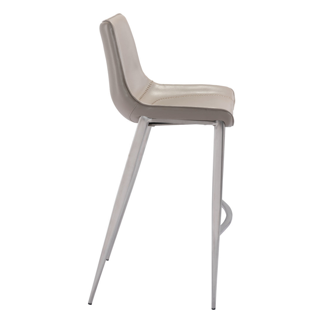 Gray & Silver Steel Low Back Bar Height Bar Chairs - Set of 2