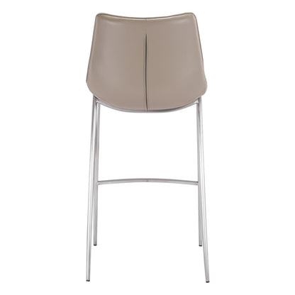 Gray & Silver Steel Low Back Bar Height Bar Chairs - Set of 2
