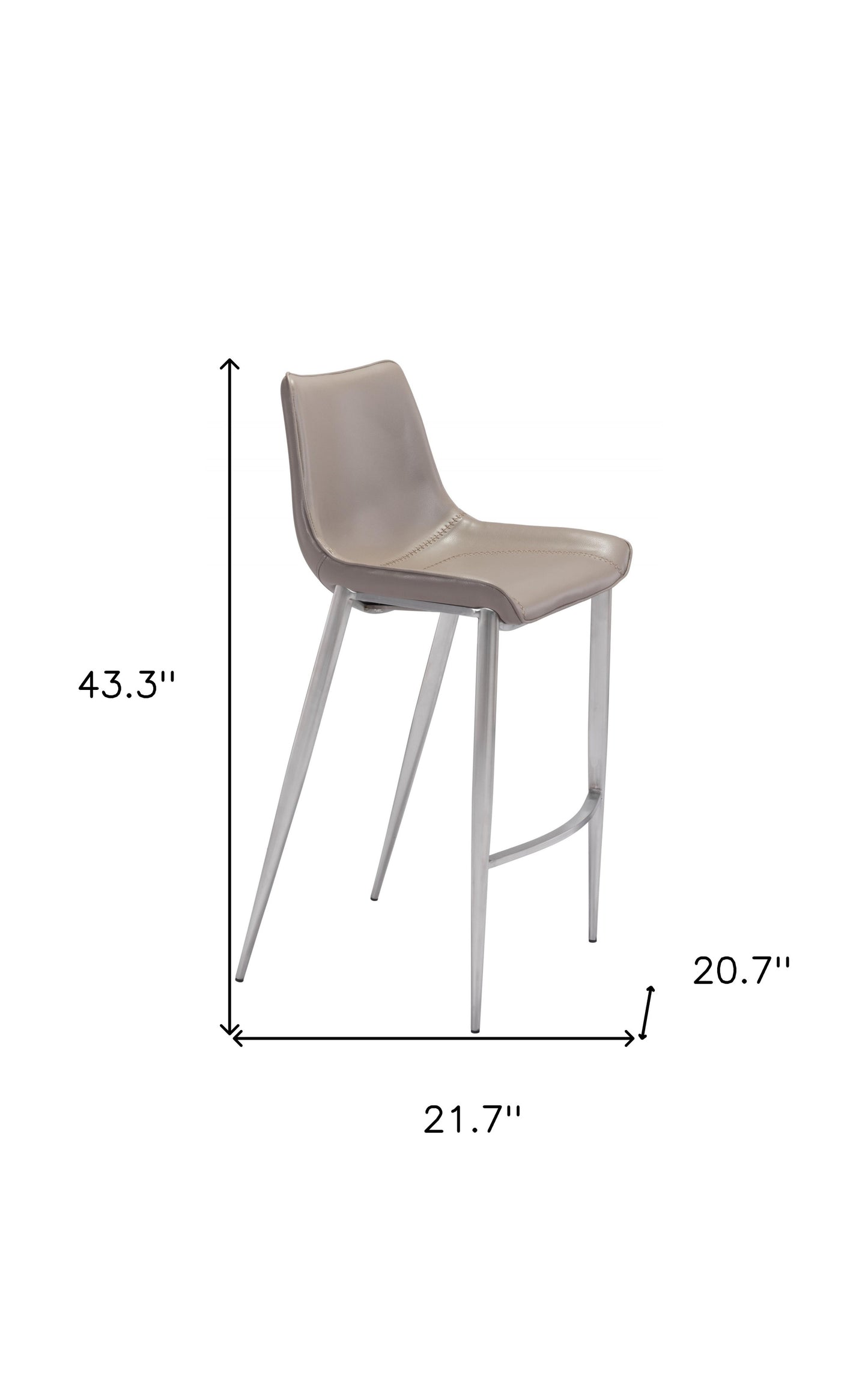 Gray & Silver Steel Low Back Bar Height Bar Chairs - Set of 2