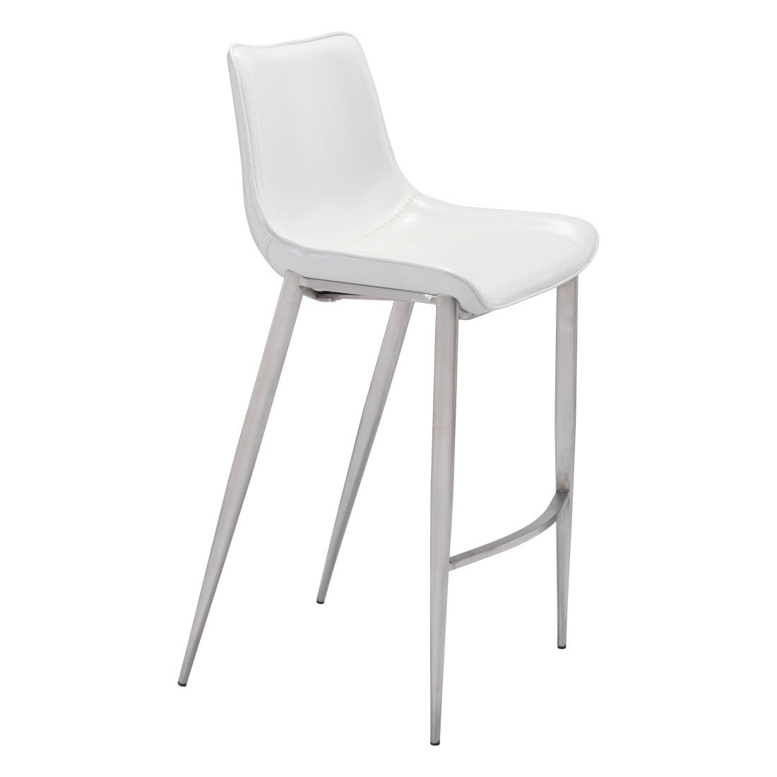 Weston White & Silver Steel Low Back Bar Height Bar Chairs - Set of 2