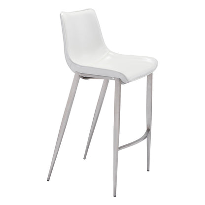 Weston White & Silver Steel Low Back Bar Height Bar Chairs - Set of 2