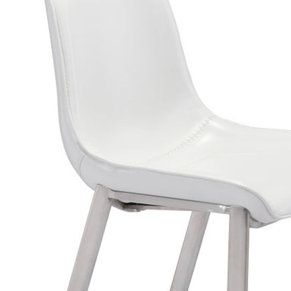 White & Silver Steel Low Back Bar Height Bar Chairs - Set of 2
