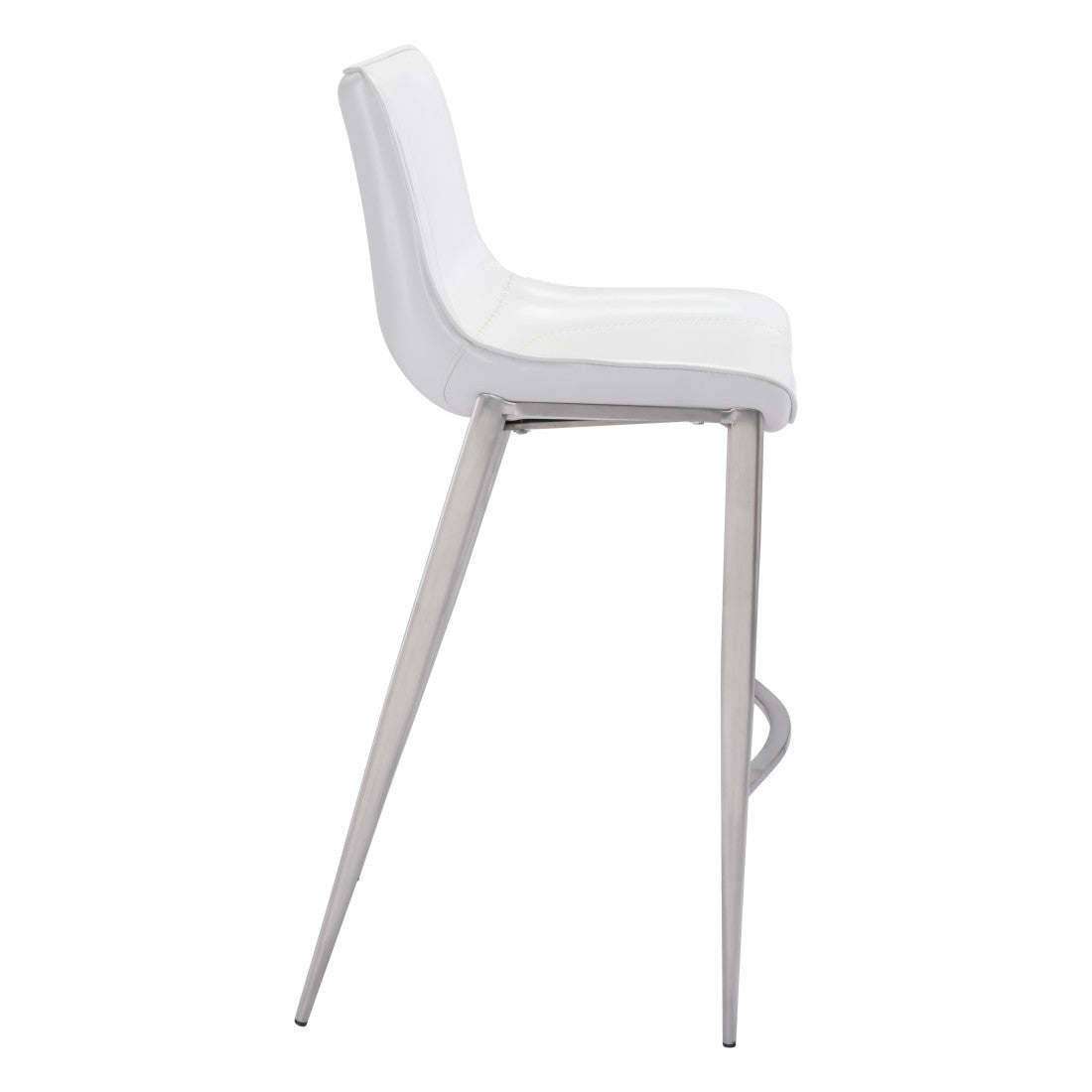 White & Silver Steel Low Back Bar Height Bar Chairs - Set of 2