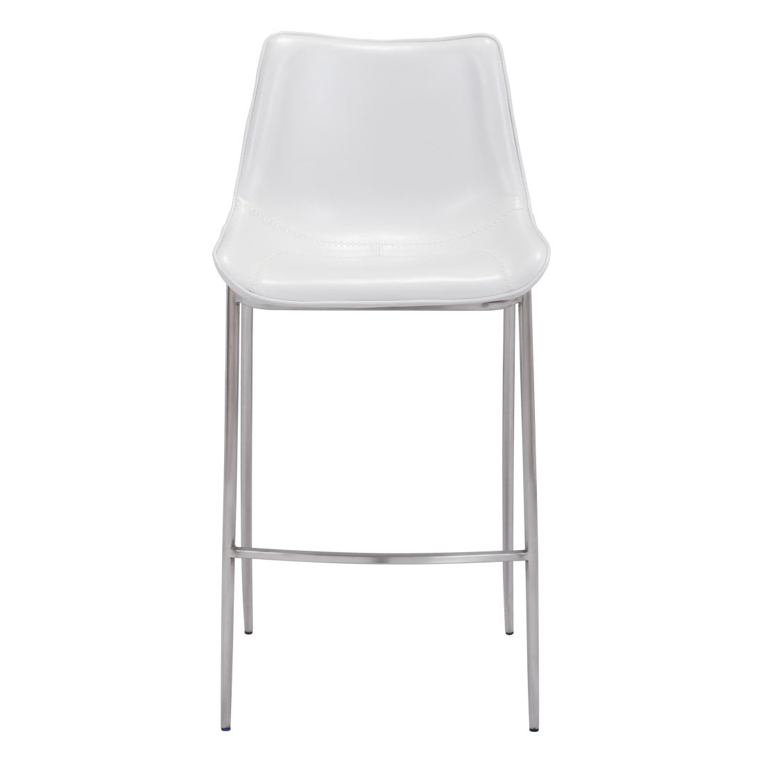 White & Silver Steel Low Back Bar Height Bar Chairs - Set of 2