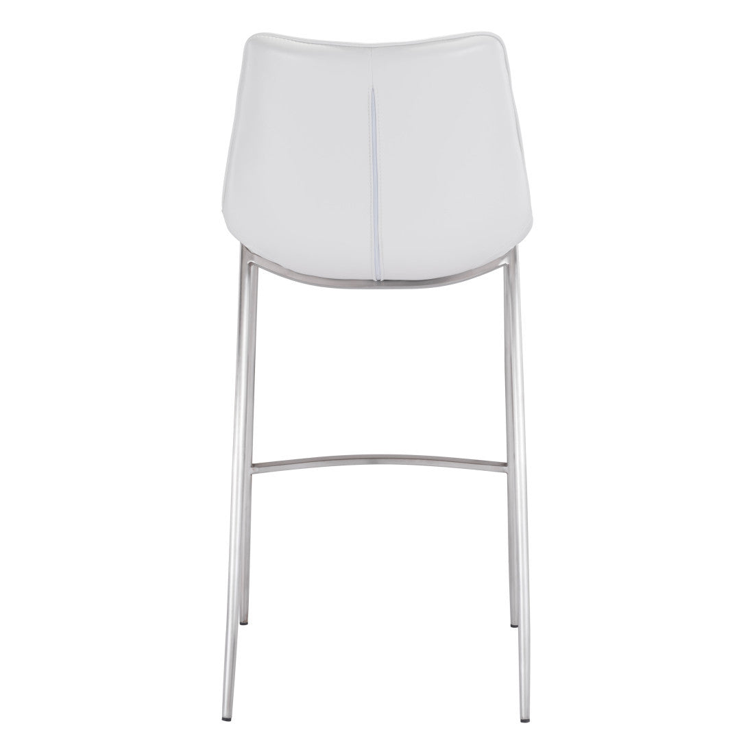 White & Silver Steel Low Back Bar Height Bar Chairs - Set of 2