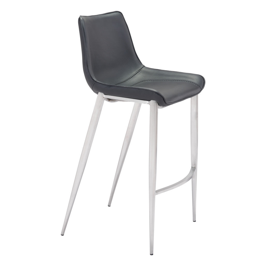 Wilder Black & Silver Steel Low Back Bar Height Bar Chairs - Set of 2