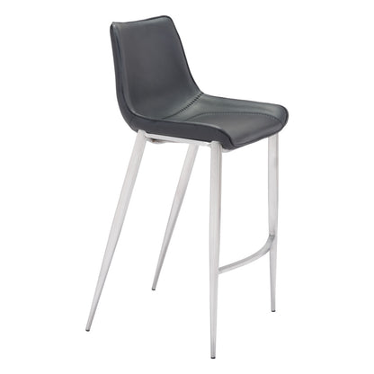 Wilder Black & Silver Steel Low Back Bar Height Bar Chairs - Set of 2