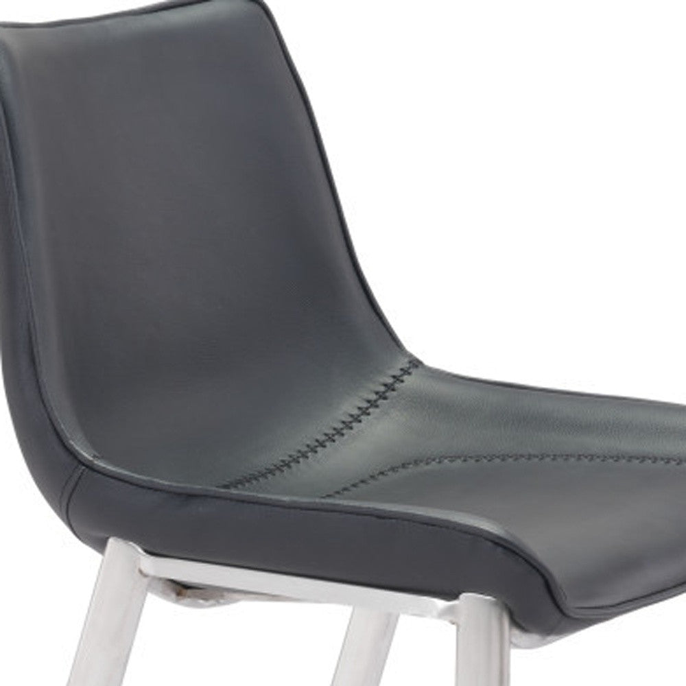 Black & Silver Steel Low Back Bar Height Bar Chairs - Set of 2