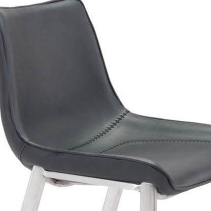 Black & Silver Steel Low Back Bar Height Bar Chairs - Set of 2