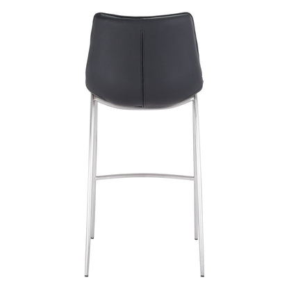 Black & Silver Steel Low Back Bar Height Bar Chairs - Set of 2