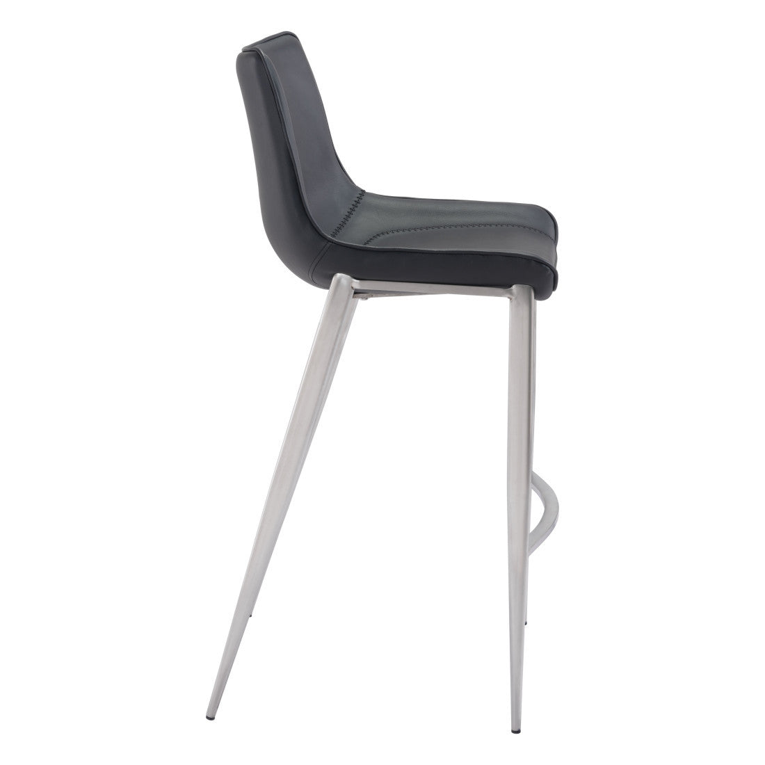 Black & Silver Steel Low Back Bar Height Bar Chairs - Set of 2