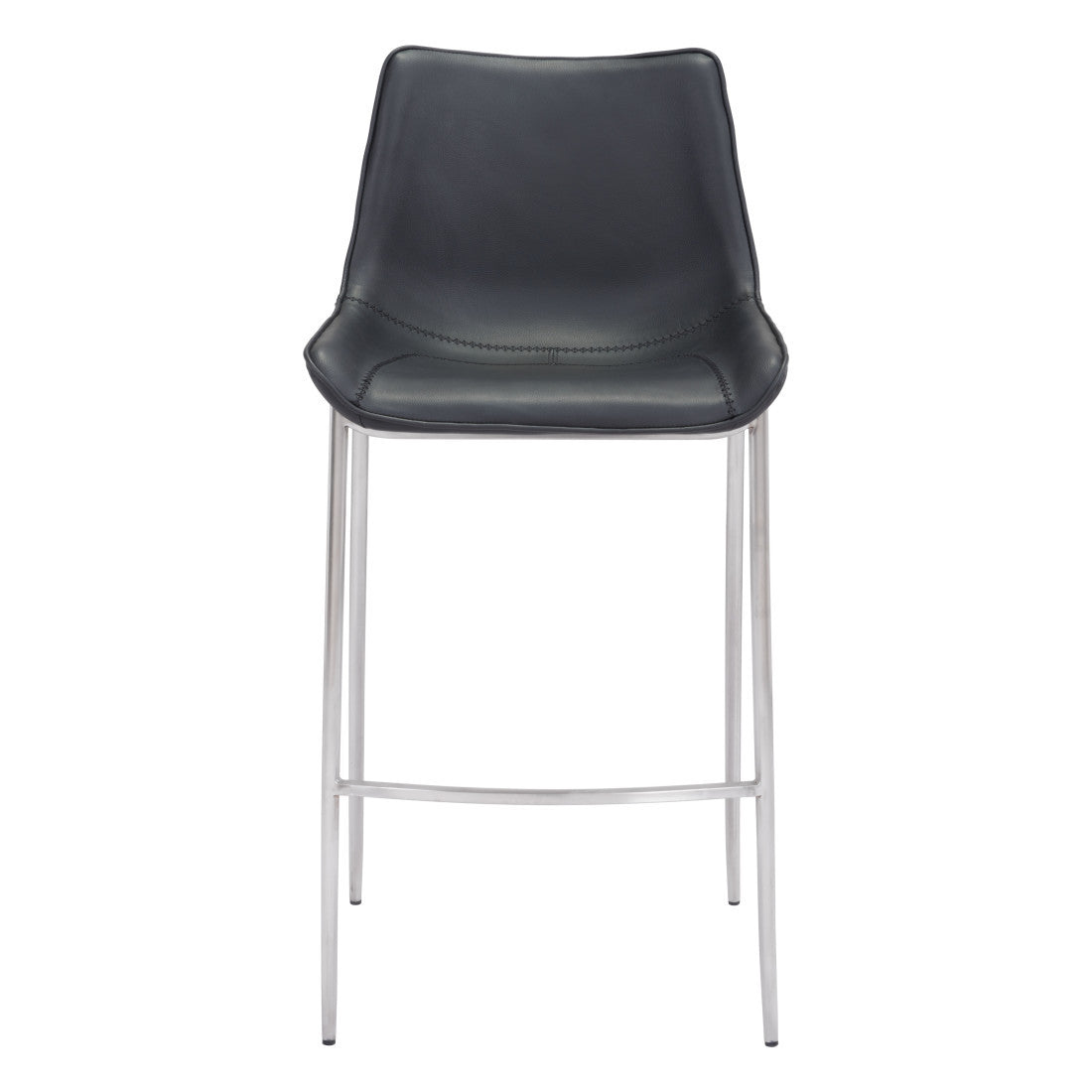 Black & Silver Steel Low Back Bar Height Bar Chairs - Set of 2