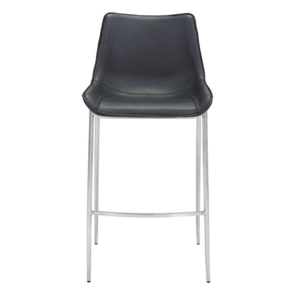 Black & Silver Steel Low Back Bar Height Bar Chairs - Set of 2