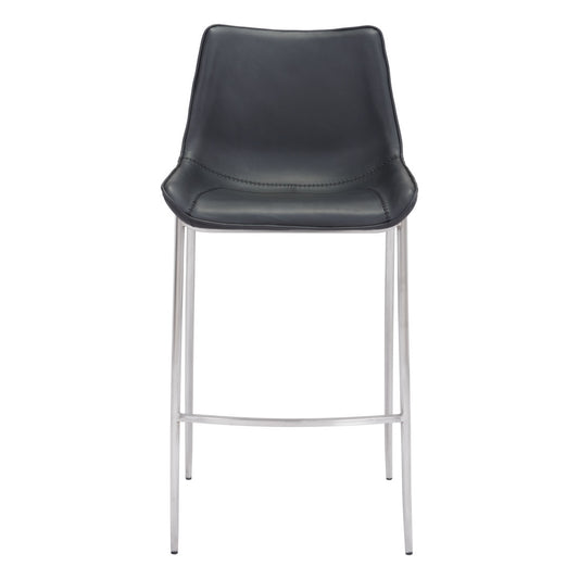 Black & Silver Steel Low Back Bar Height Bar Chairs - Set of 2