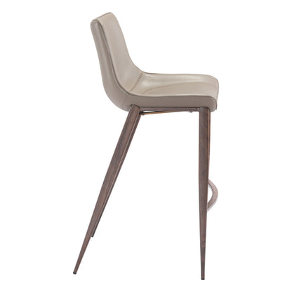 Gray & Brown Steel Low Back Bar Height Bar Chairs - Set of 2