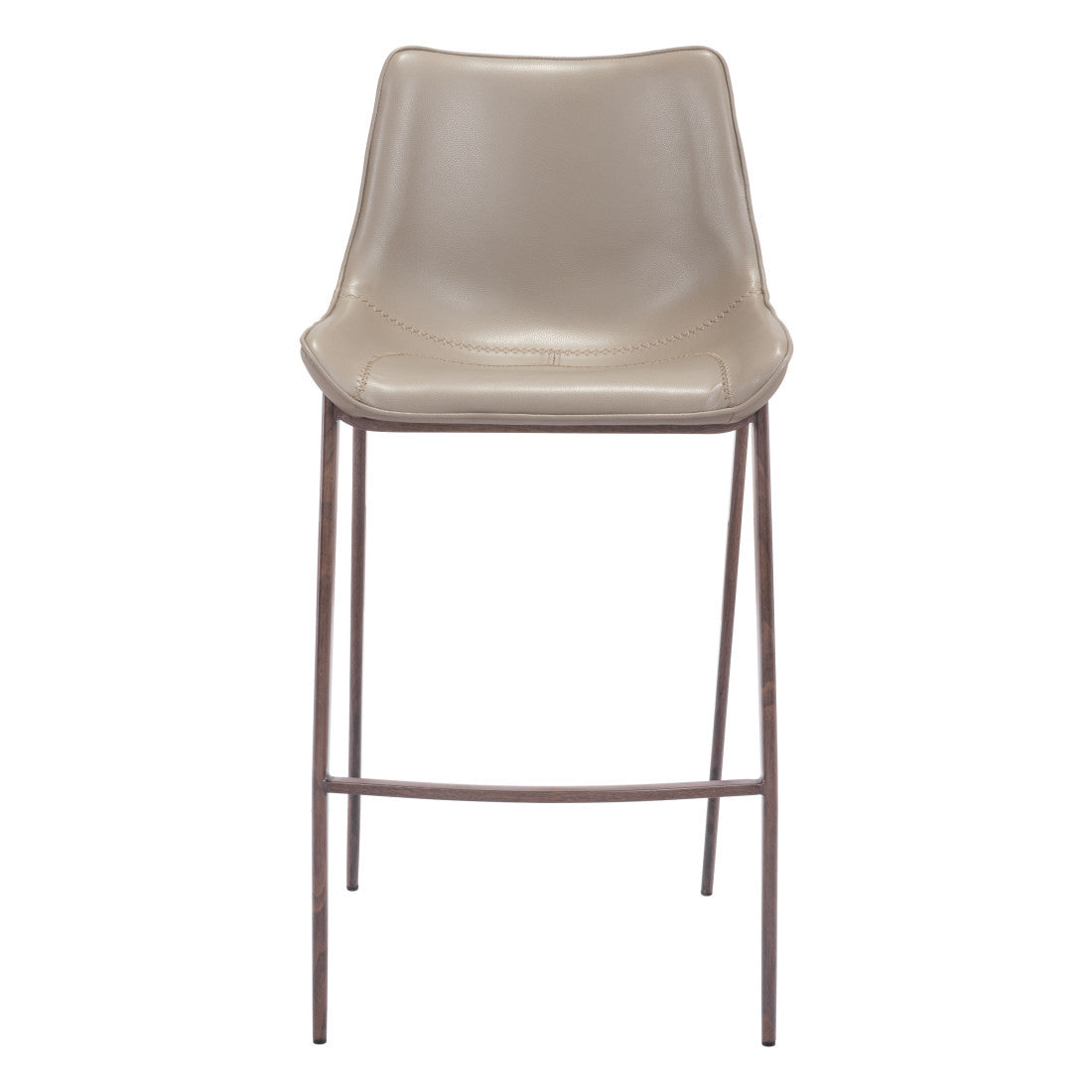 Gray & Brown Steel Low Back Bar Height Bar Chairs - Set of 2