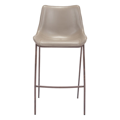 Gray & Brown Steel Low Back Bar Height Bar Chairs - Set of 2
