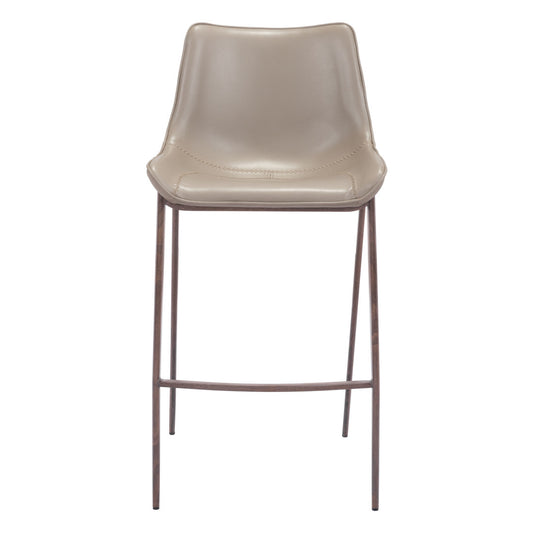 Gray & Brown Steel Low Back Bar Height Bar Chairs - Set of 2