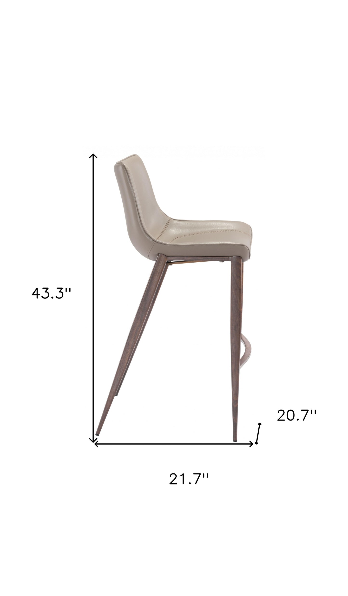 Gray & Brown Steel Low Back Bar Height Bar Chairs - Set of 2