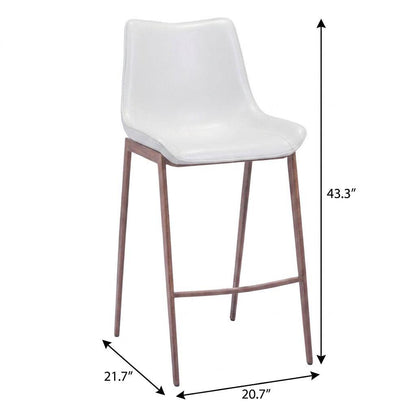 White & Brown Steel Low Back Bar Height Bar Chairs - Set of 2