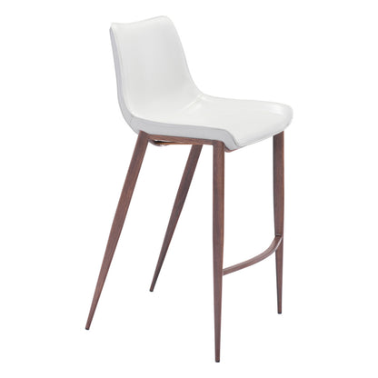 Ava White & Brown Steel Low Back Bar Height Bar Chairs - Set of 2