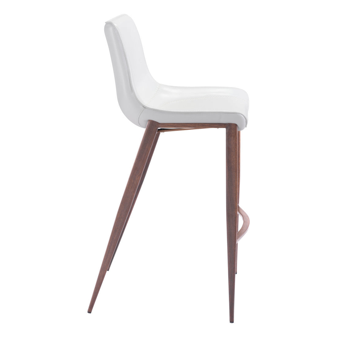 White & Brown Steel Low Back Bar Height Bar Chairs - Set of 2