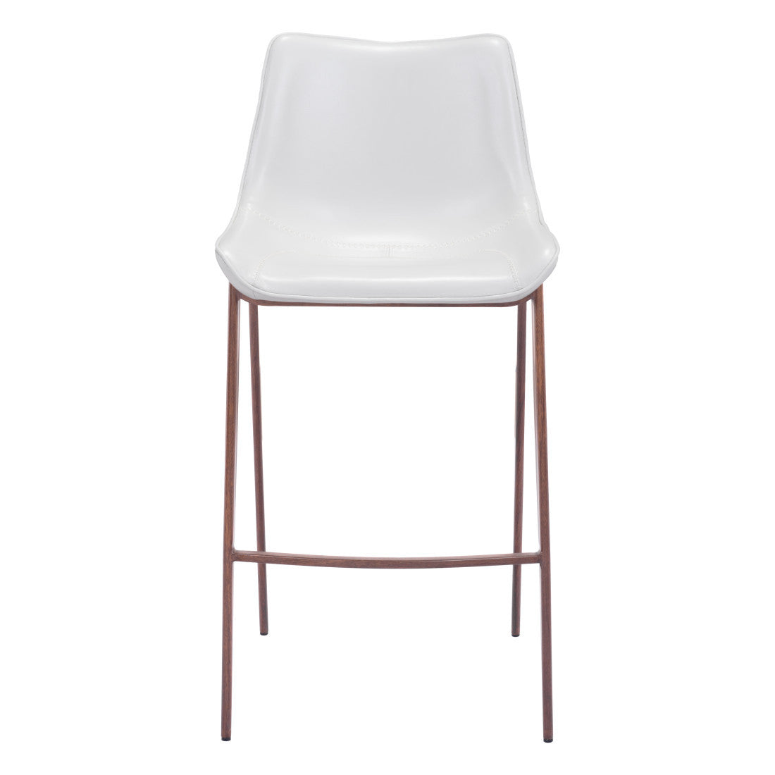 White & Brown Steel Low Back Bar Height Bar Chairs - Set of 2