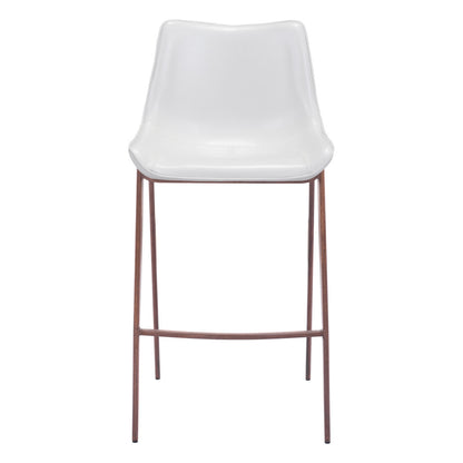 White & Brown Steel Low Back Bar Height Bar Chairs - Set of 2
