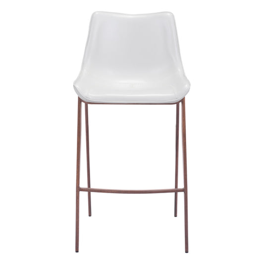 White & Brown Steel Low Back Bar Height Bar Chairs - Set of 2