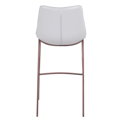 White & Brown Steel Low Back Bar Height Bar Chairs - Set of 2