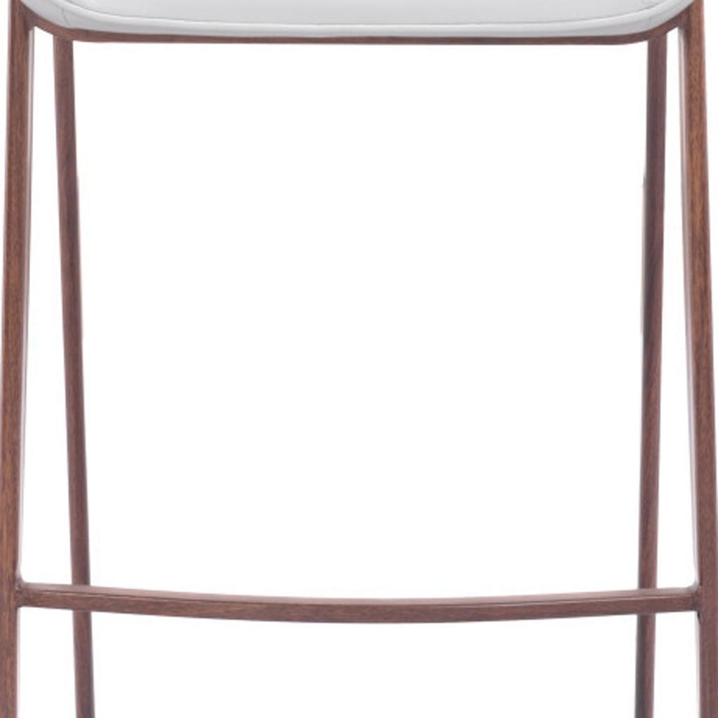 White & Brown Steel Low Back Bar Height Bar Chairs - Set of 2