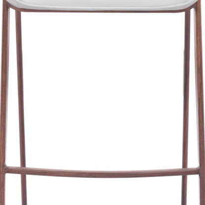 White & Brown Steel Low Back Bar Height Bar Chairs - Set of 2