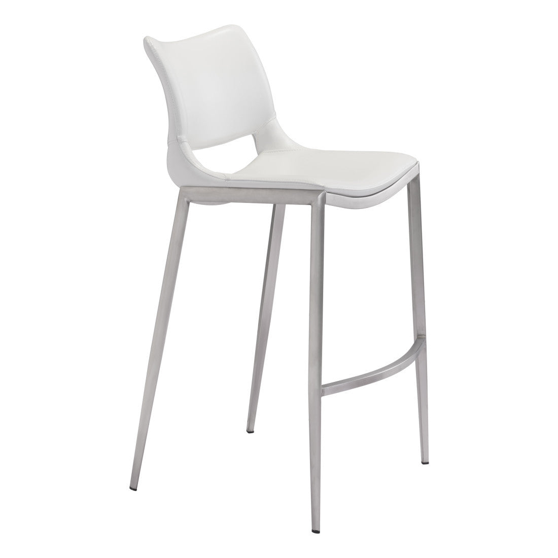 Landon White & Silver Steel Low Back Bar Height Bar Chairs - Set of 2