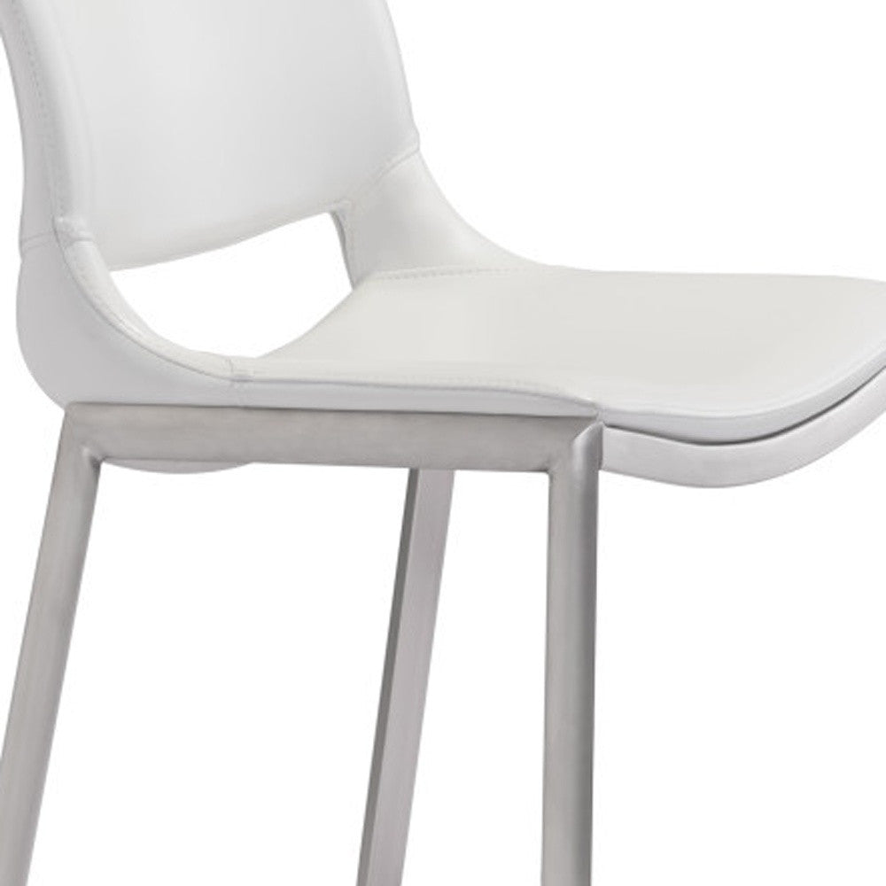 White & Silver Steel Low Back Bar Height Bar Chairs - Set of 2
