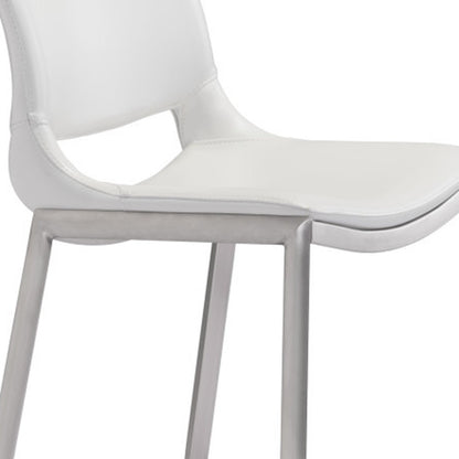 White & Silver Steel Low Back Bar Height Bar Chairs - Set of 2