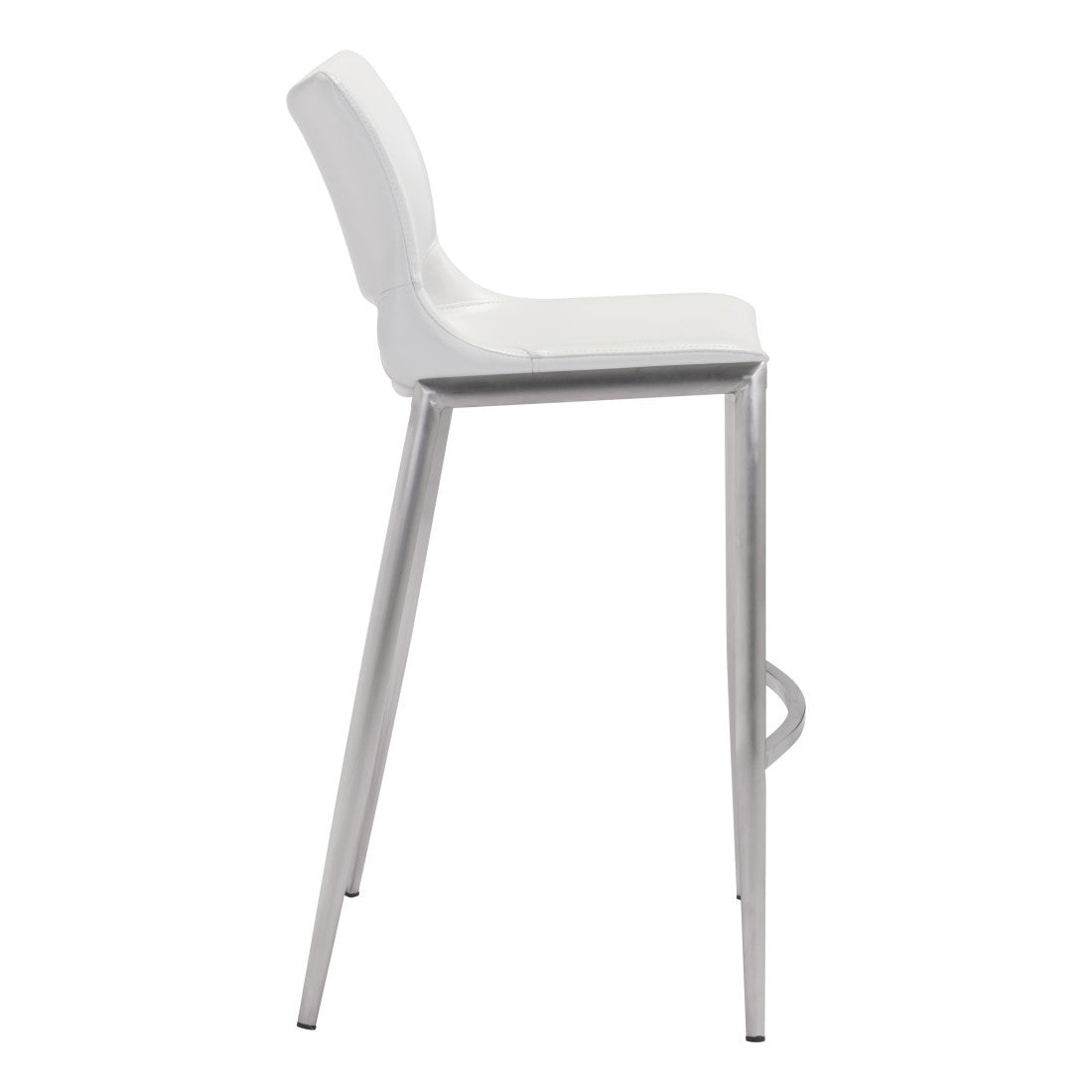 White & Silver Steel Low Back Bar Height Bar Chairs - Set of 2