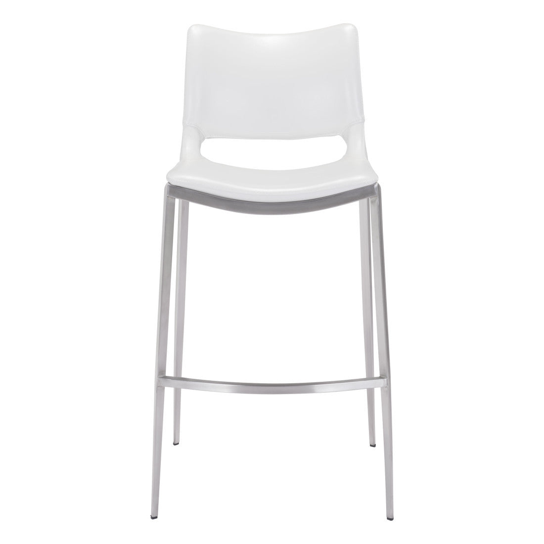 White & Silver Steel Low Back Bar Height Bar Chairs - Set of 2